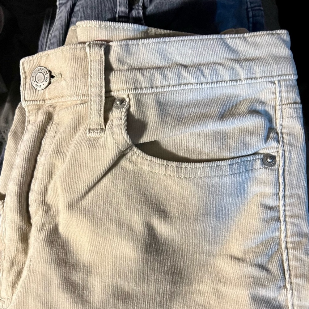 GAP Cream & Distressed Blue Corduroy Skinny/Ankle 30 R Bundle